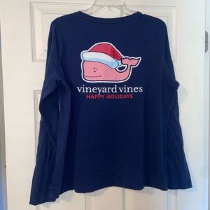 Vineyard Vines Navy long sleeve tee large holiday themed